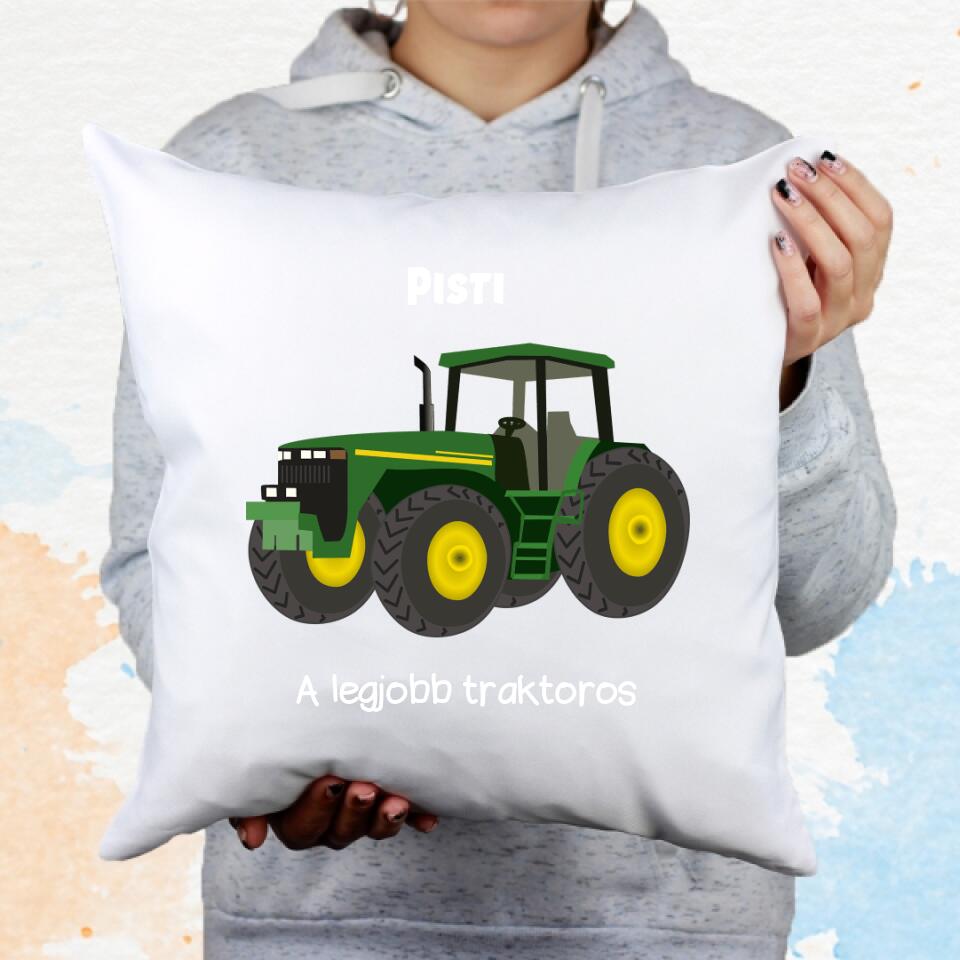 Traktoros párna egyedi névvel