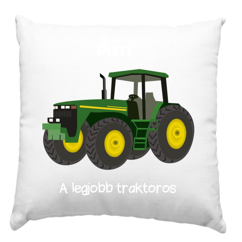 Traktoros párna egyedi névvel