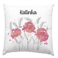 Virágos párna egyedi névvel