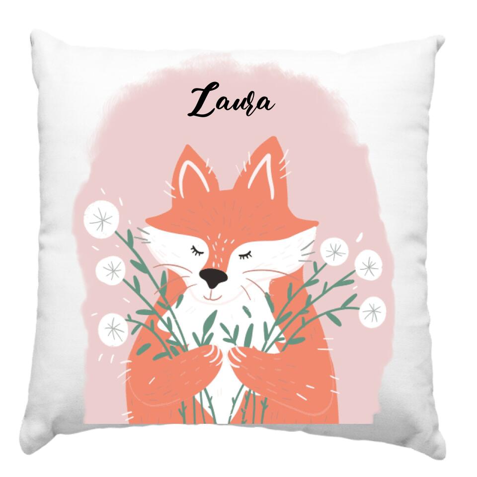 Tavaszi párna rókával egyedi névvel