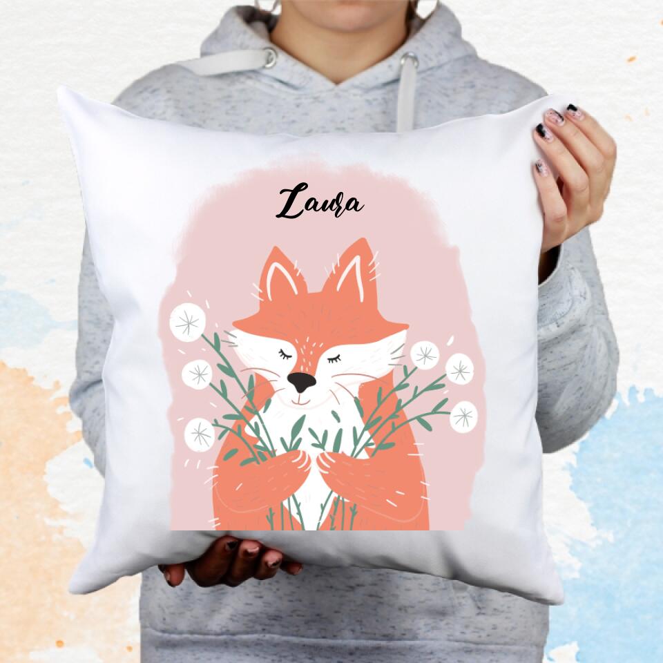 Tavaszi párna rókával egyedi névvel