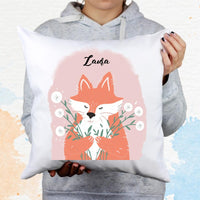 Tavaszi párna rókával egyedi névvel