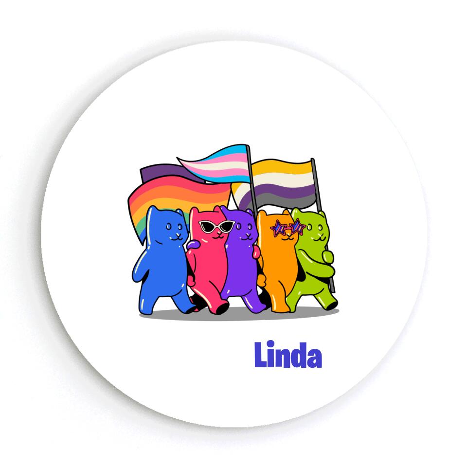 Pride állatos szivárványos mágnes névvel