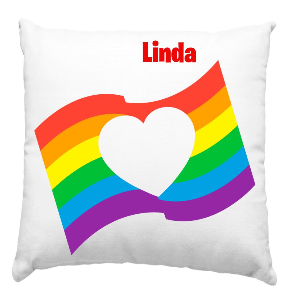 Pride szív szivárványos párna névvel