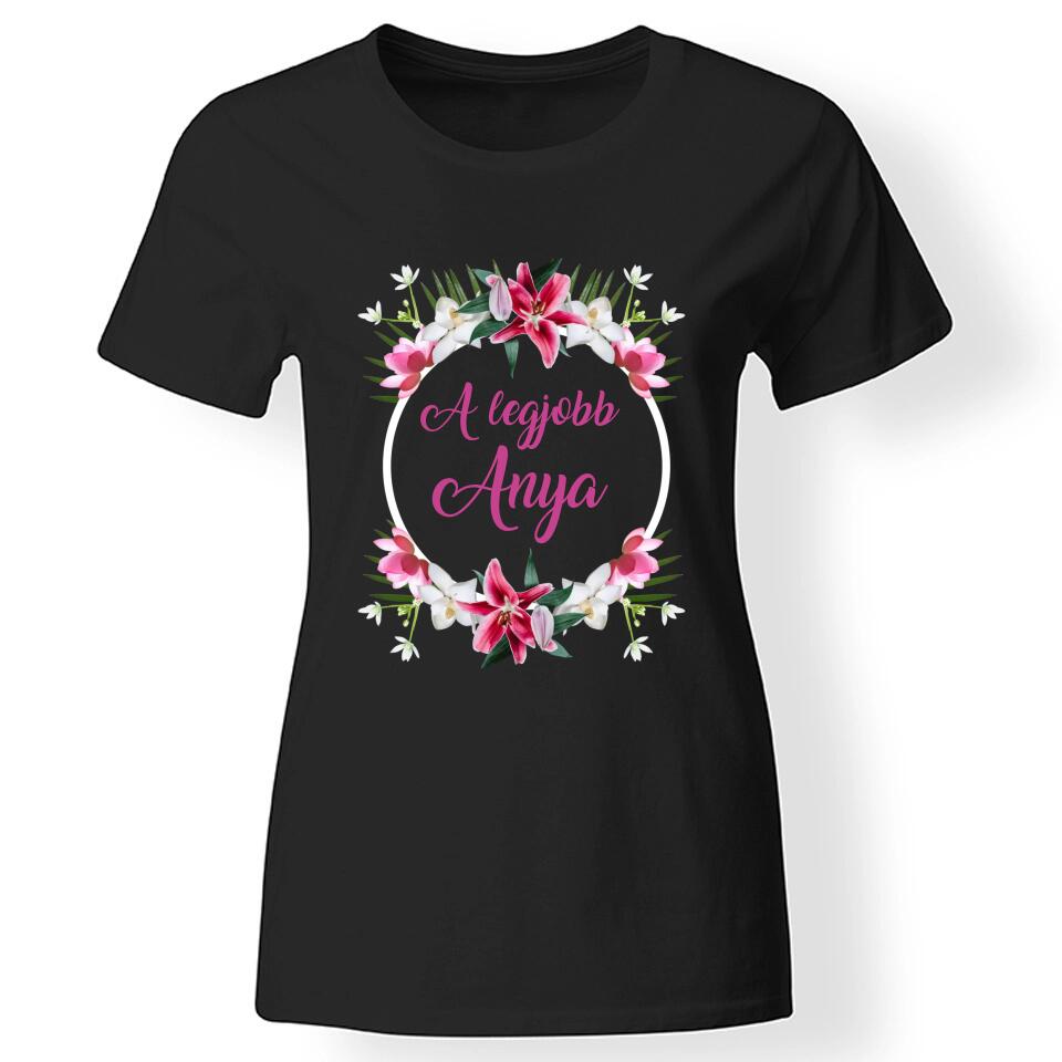 Virágos póló egyedi felirattal