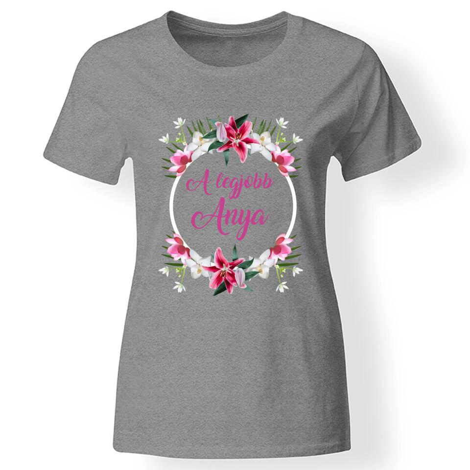 Virágos póló egyedi felirattal