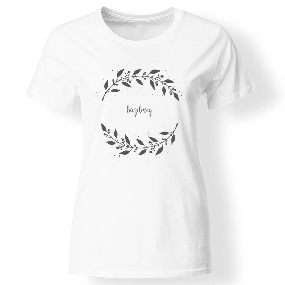 Szerkeszthető feliratos női póló levél