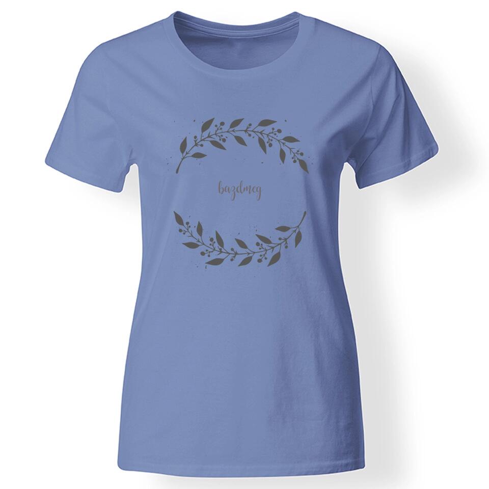 Szerkeszthető feliratos női póló levél