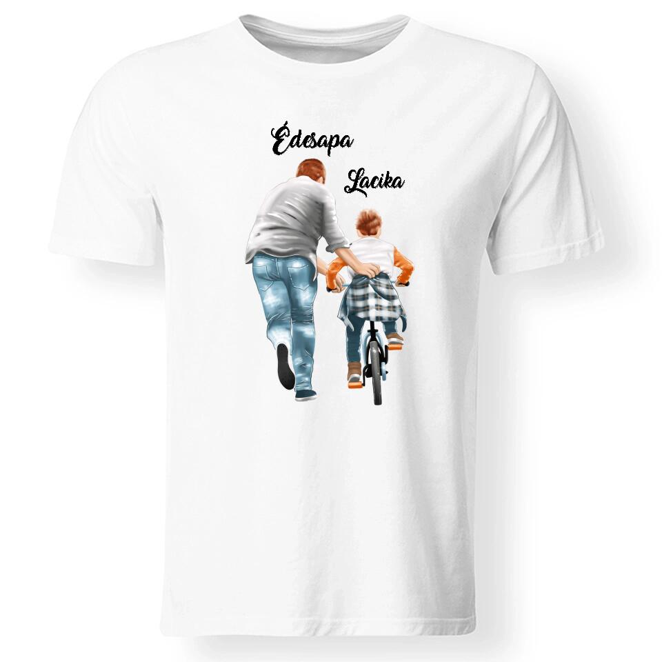 Apa-fia biciklis póló