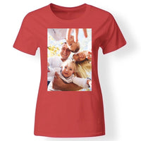 Egyedi képes női póló piros