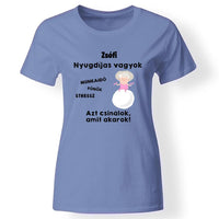 Vicces nyugdíjas póló női kék