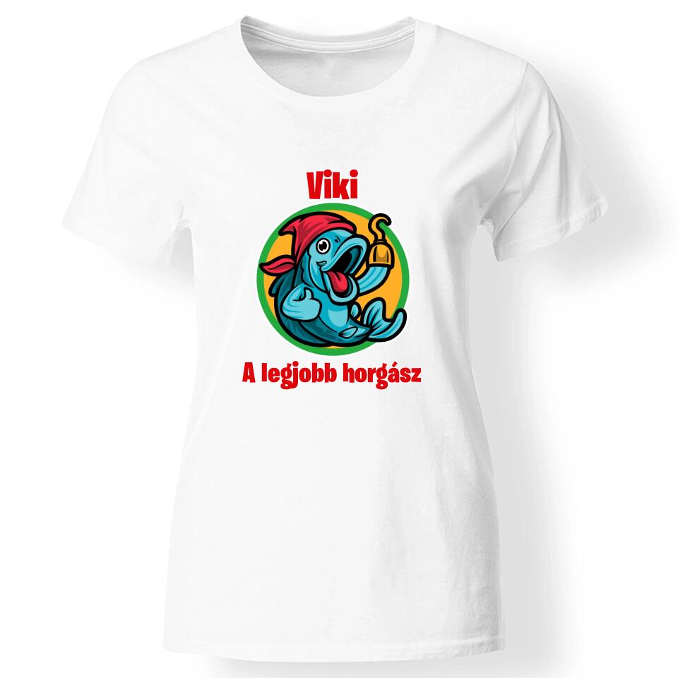 Legjobb horgász női póló fehér