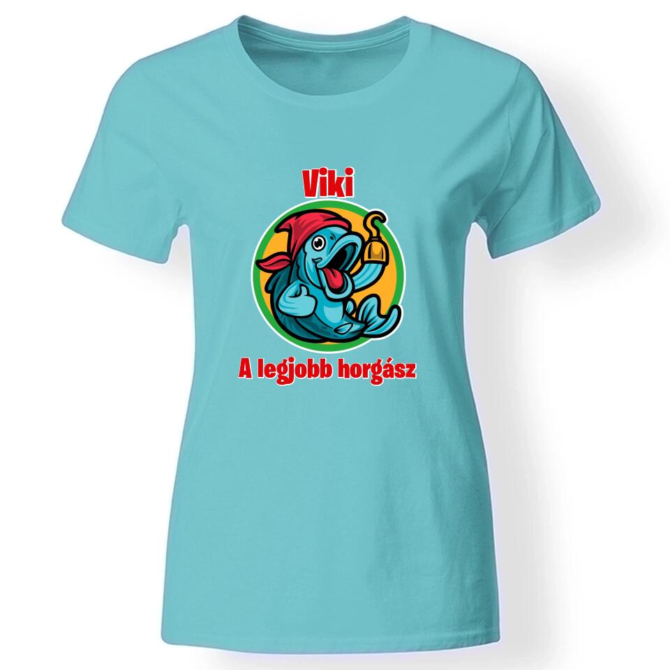 Legjobb horgász női póló türkiz