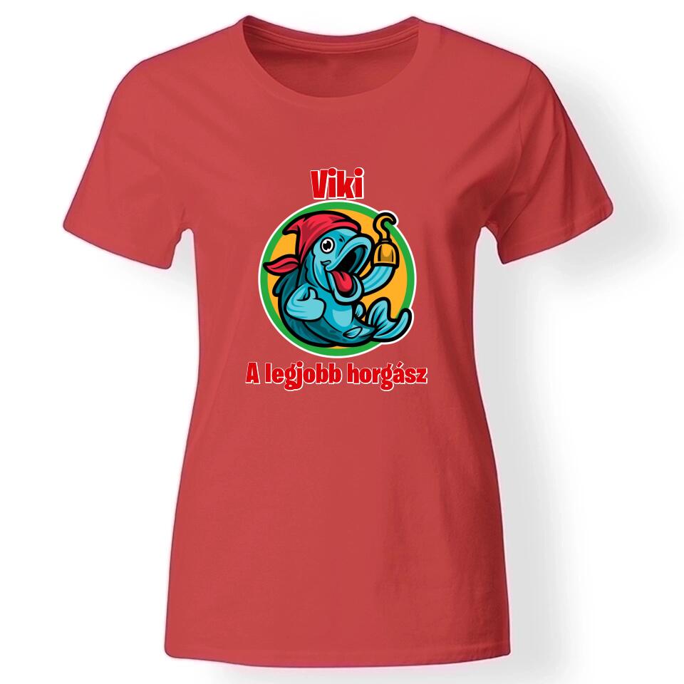 Legjobb horgász női póló piros