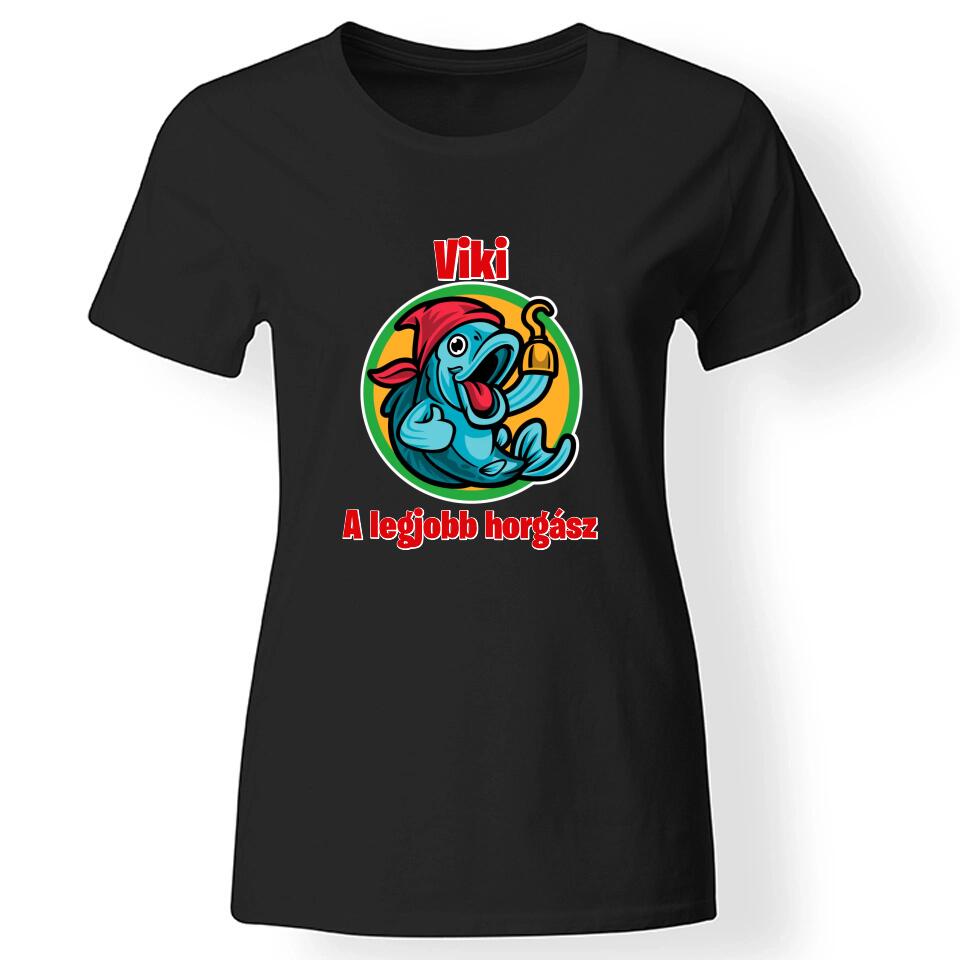 Legjobb horgász női póló fekete