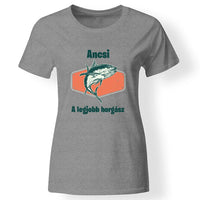 Horgász póló nőknek szürke