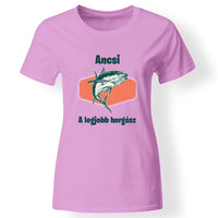 Horgász póló nőknek rózsaszín