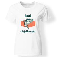 Horgász póló nőknek fehér