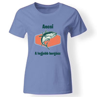 Horgász póló nőknek kék