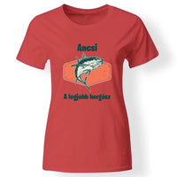 Horgász póló nőknek piros