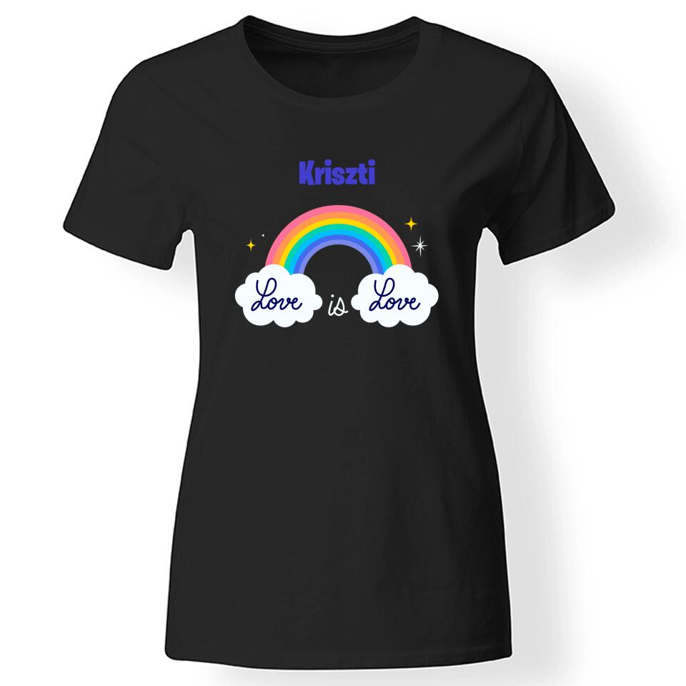 Pride szivárványos női póló fekete