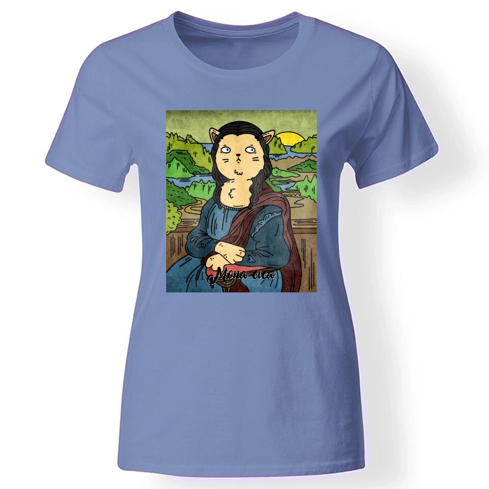 Vicces macskás póló nőknek kék