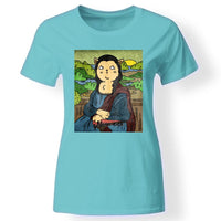 Vicces macskás póló nőknek türkiz