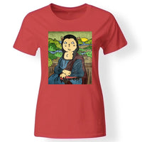 Vicces macskás póló nőknek piros