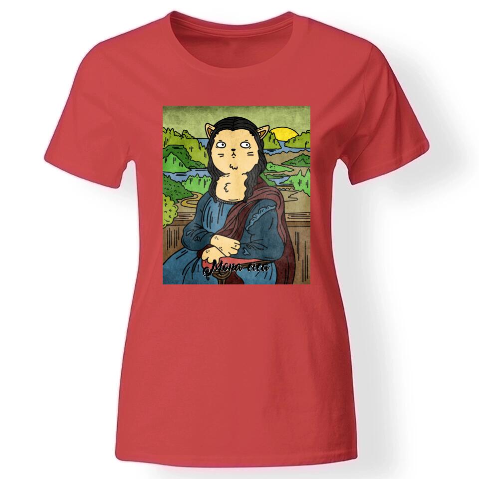 Vicces macskás póló nőknek piros