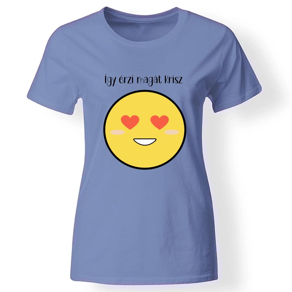 Hangulat póló egyedi felirattal női kék