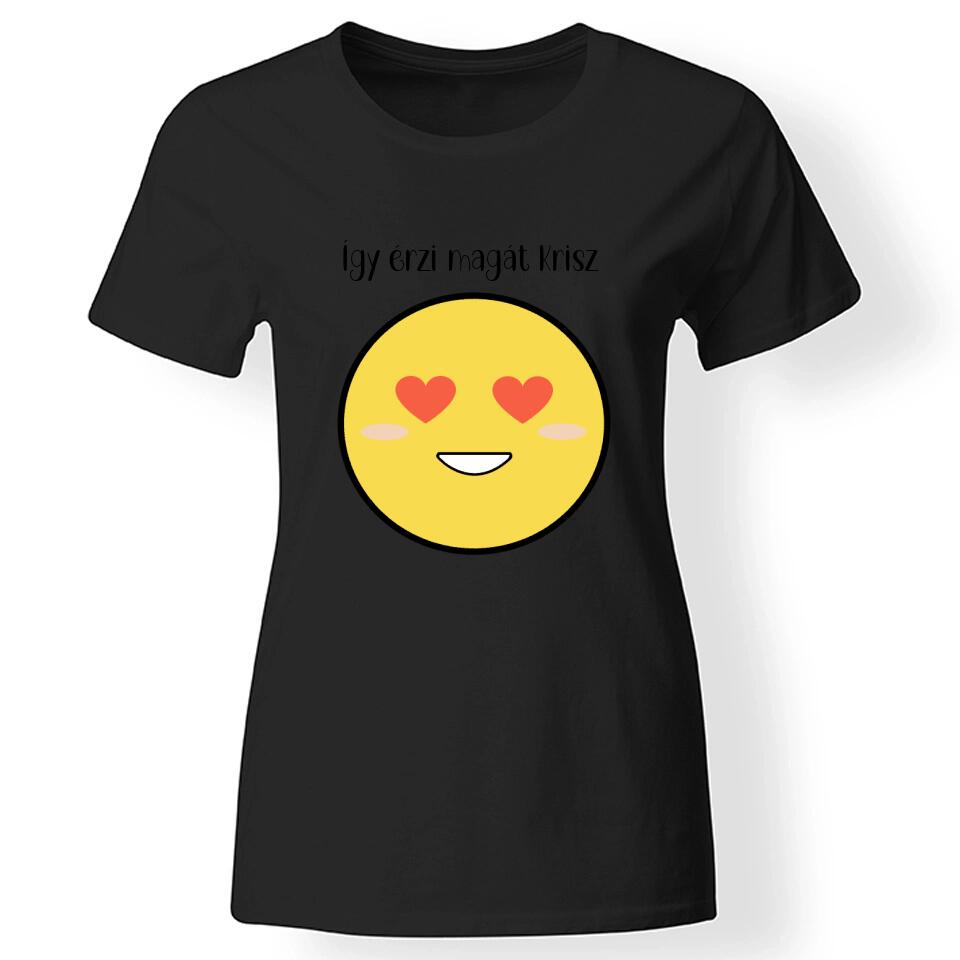 Hangulat póló egyedi felirattal női fekete