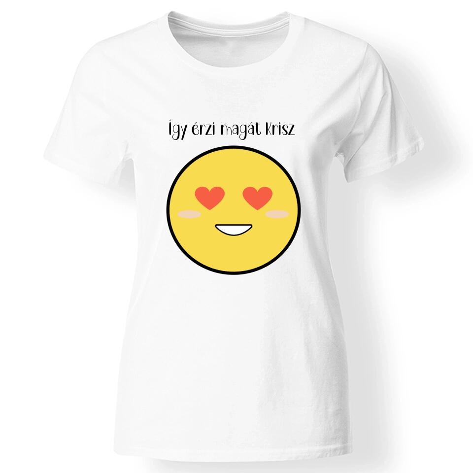 Hangulat póló egyedi felirattal női fehér