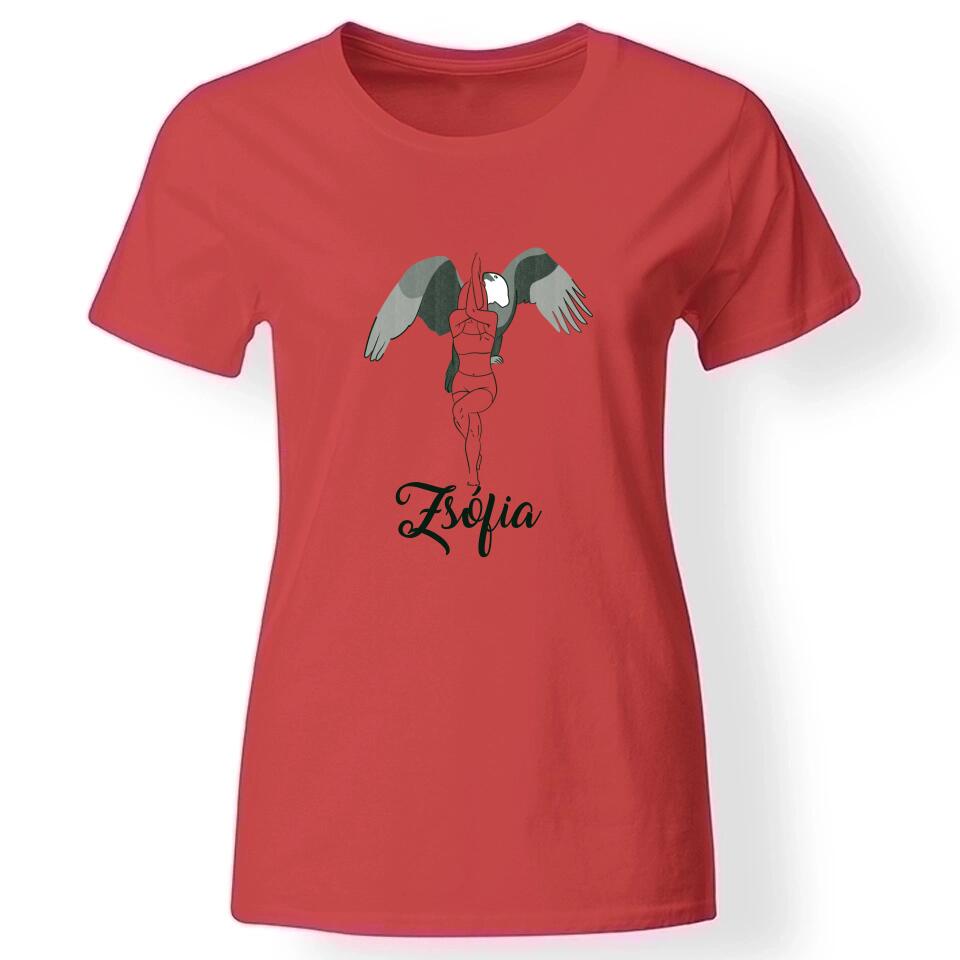 Női yoga póló névvel piros