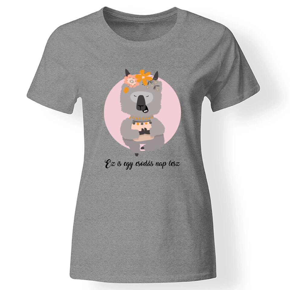 Cuki lámás póló nőknek szürke