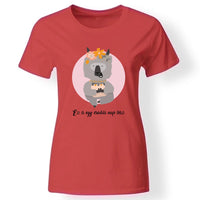 Cuki lámás póló nőknek piros