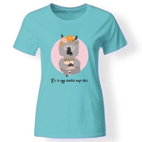 Cuki lámás póló nőknek türkiz