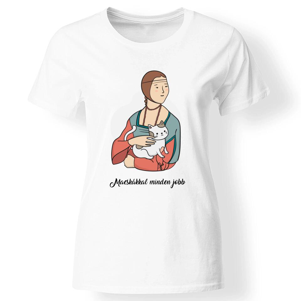 Klasszikus festmények cicával női fehér