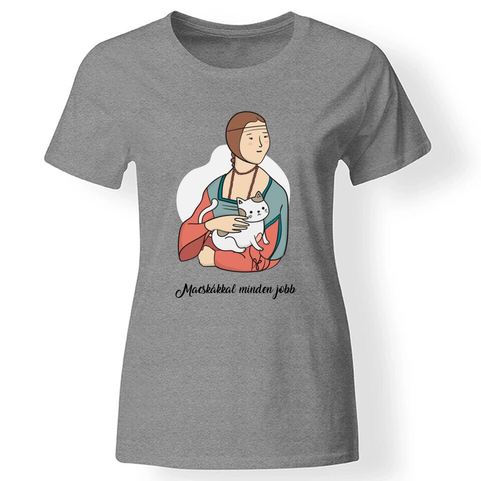 Klasszikus festmények cicával női szürke