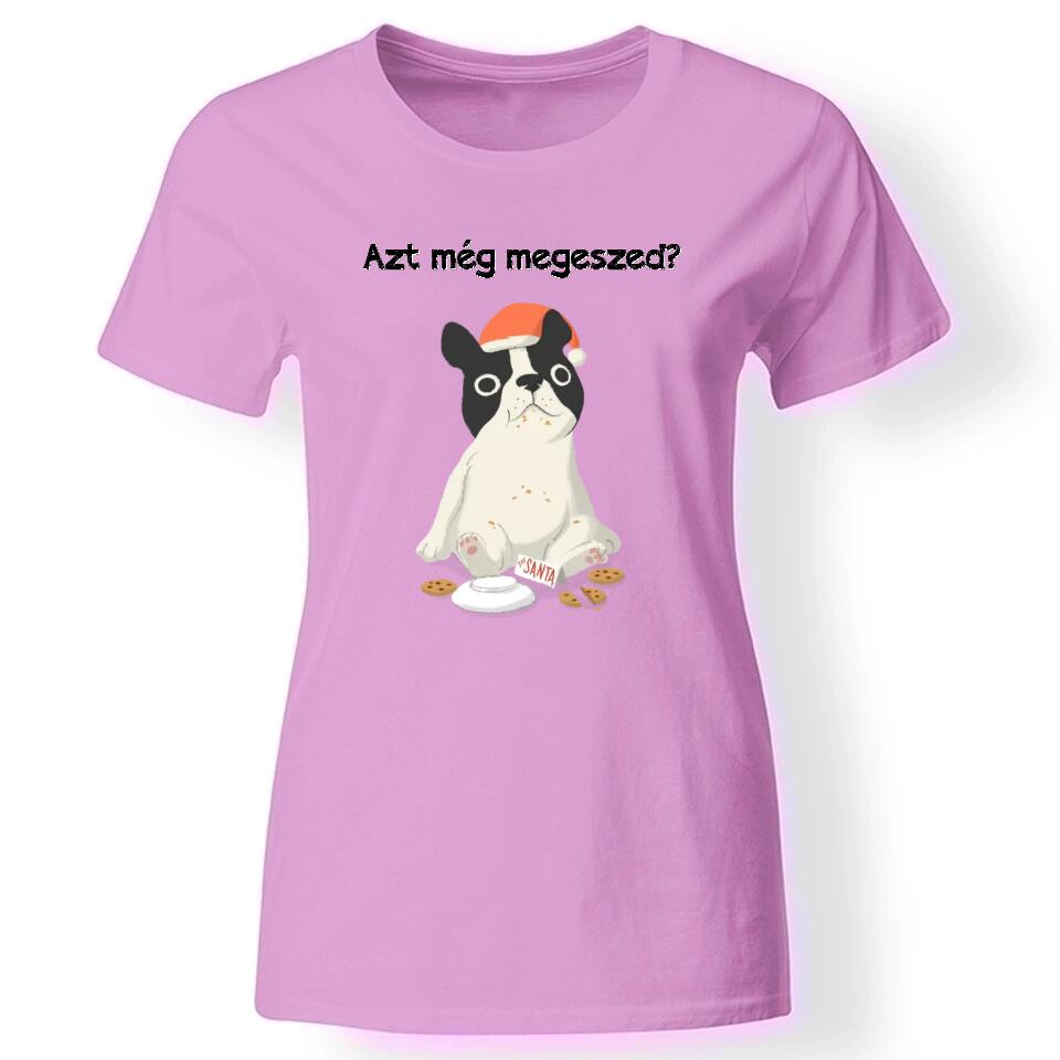 Karácsonyi állatos női póló rózsaszín