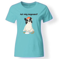 Karácsonyi állatos női póló türkiz