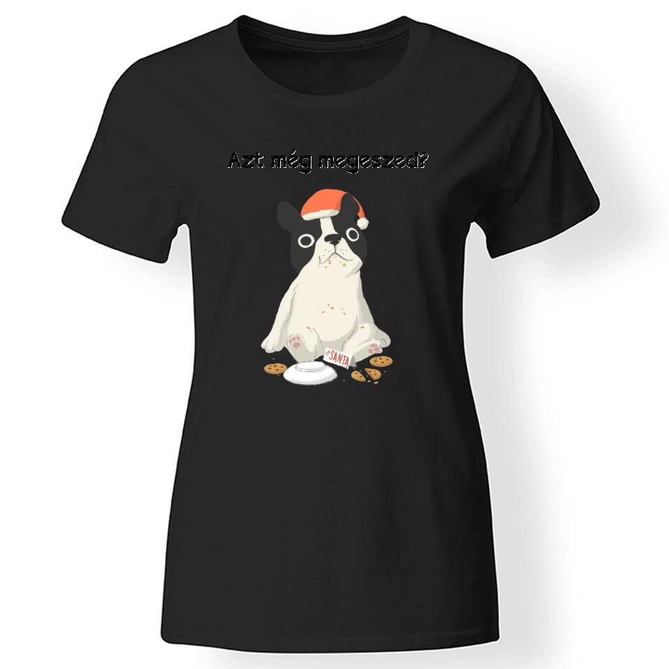 Karácsonyi állatos női póló fekete