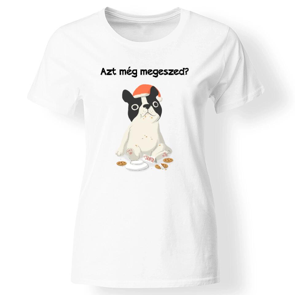 Karácsonyi állatos női póló fehér