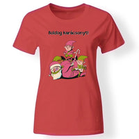 Vicces karácsonyi női póló piros