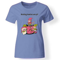 Vicces karácsonyi női póló kék