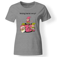 Vicces karácsonyi női póló szürke