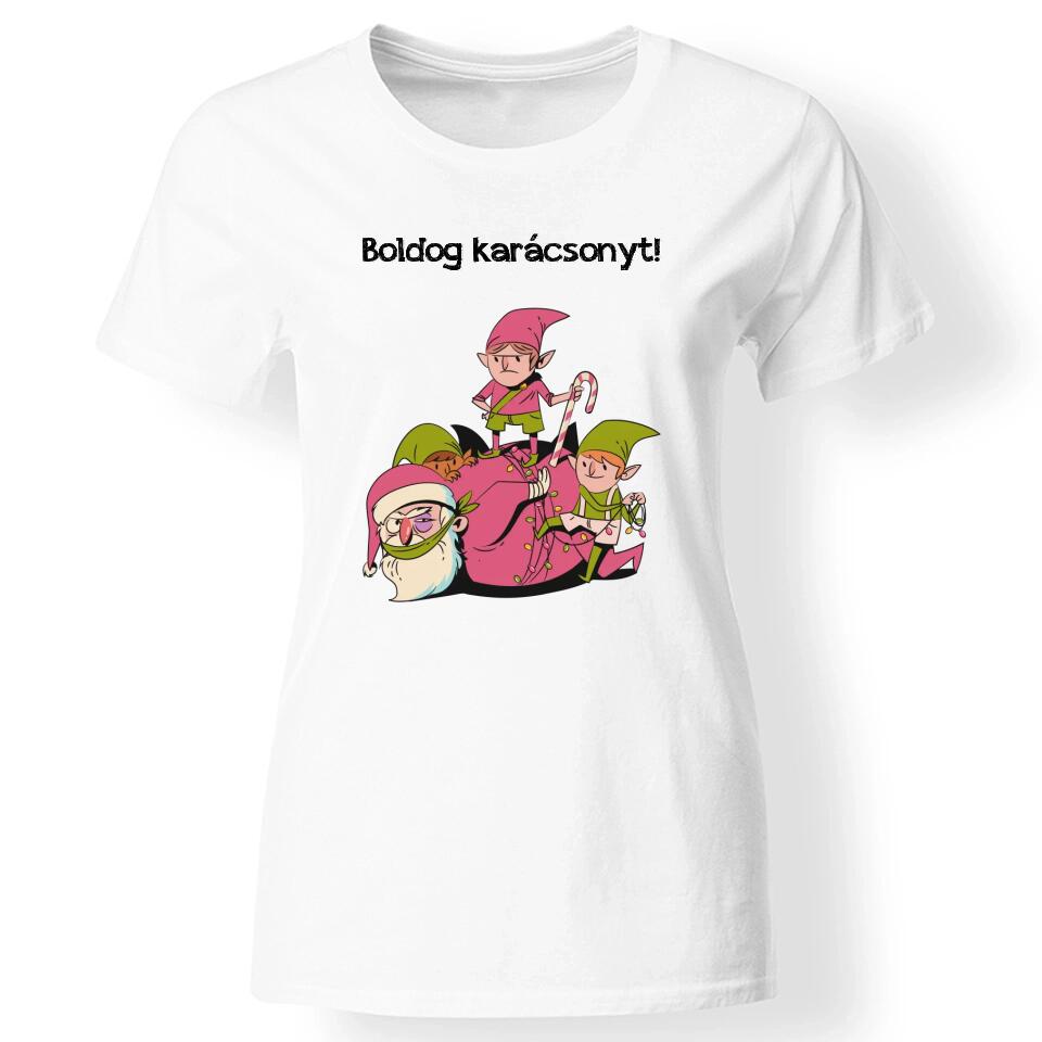 Vicces karácsonyi női póló fehér