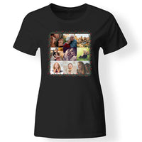 Egyedi 9 fényképes karácsonyi női póló fekete