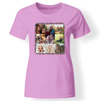 Egyedi 9 fényképes karácsonyi női póló rózsaszín