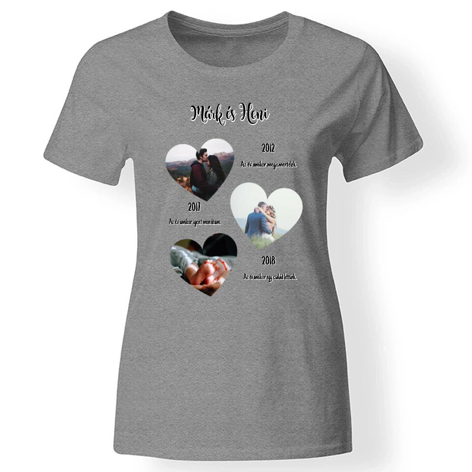 Mérföldkő női póló egyedi képpel szürke