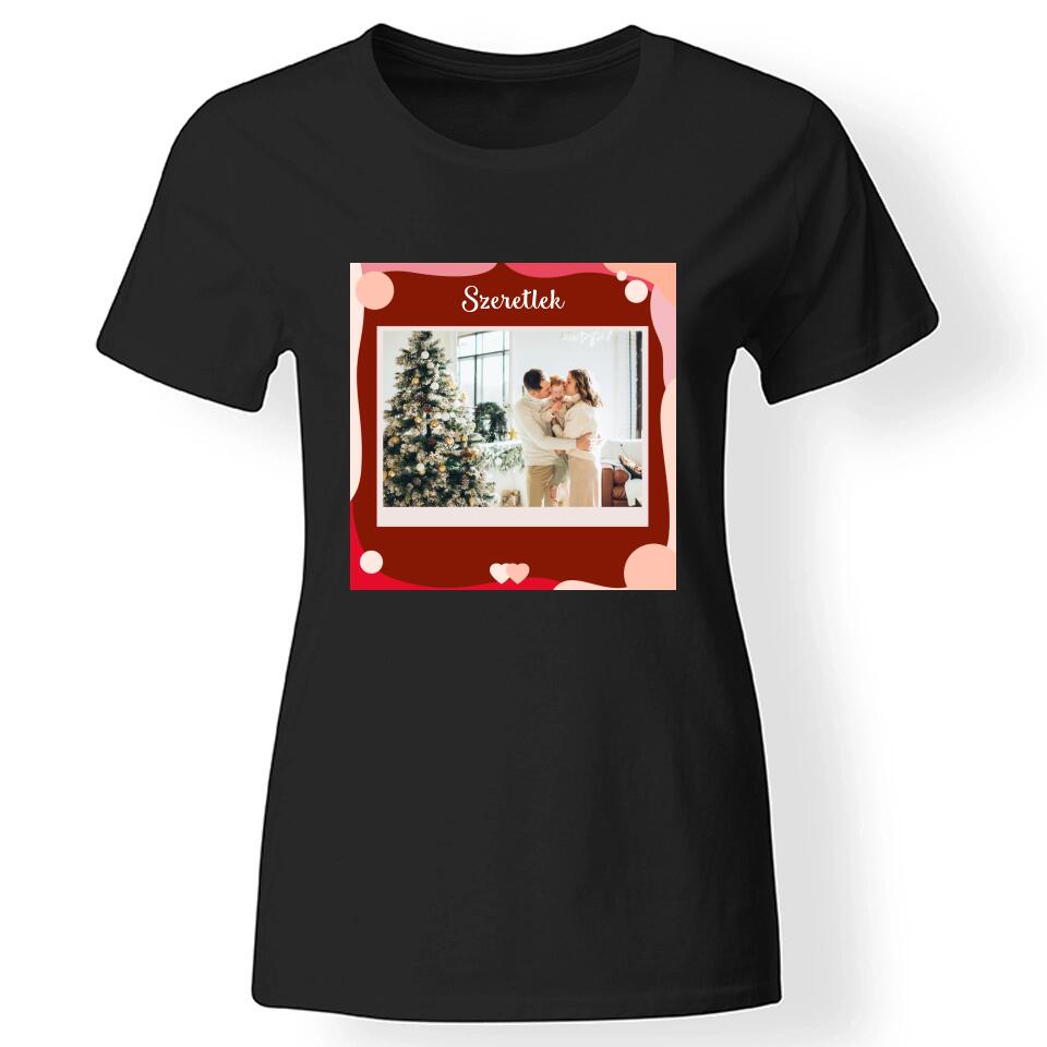 Valentin napi női póló képpel fekete